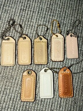 Coach Leather Bag Tag Set in Neutral, Tan & Brown Tones
